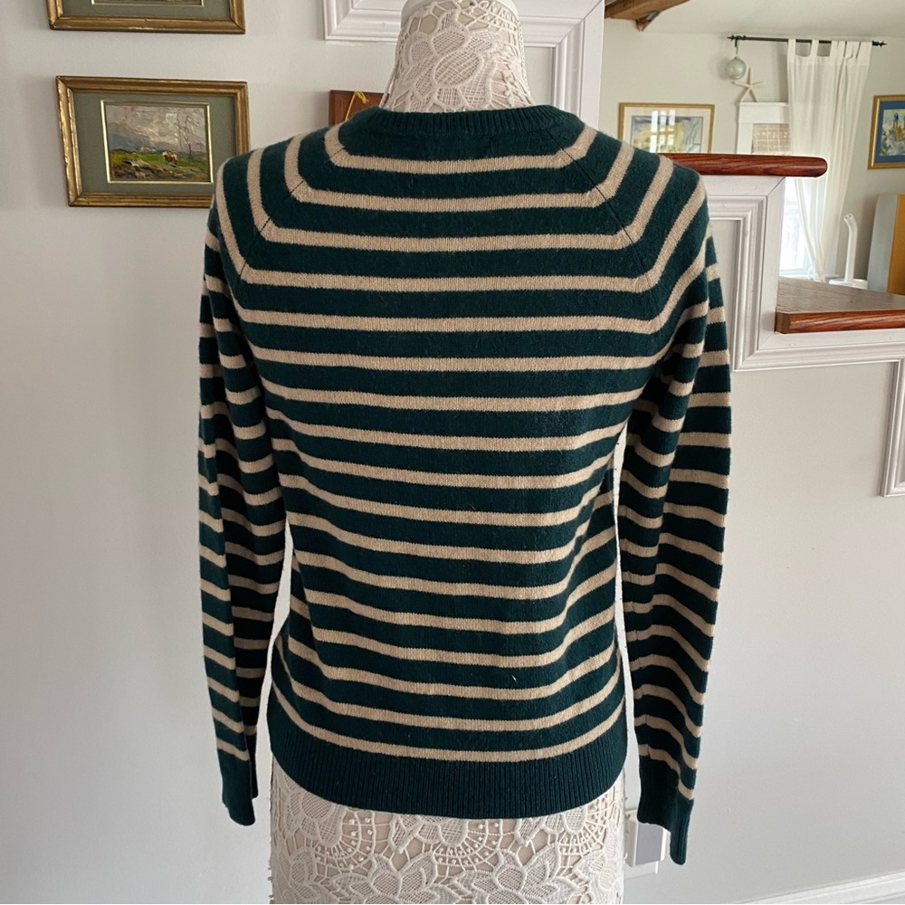 GANNI Green Stripe Crewneck Sweater Merino Yak Blend Small - Picture 4 of 6